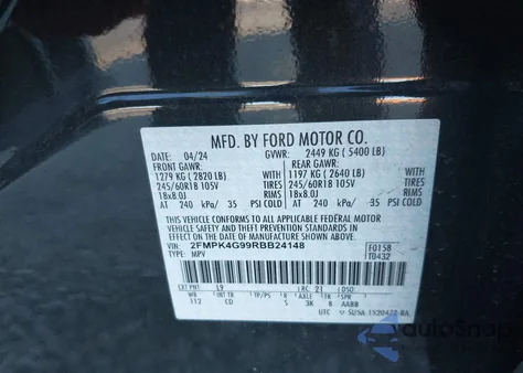 2024 Ford Edge Se from USA, damaged, VIN 2FMPK4G99RBB24148